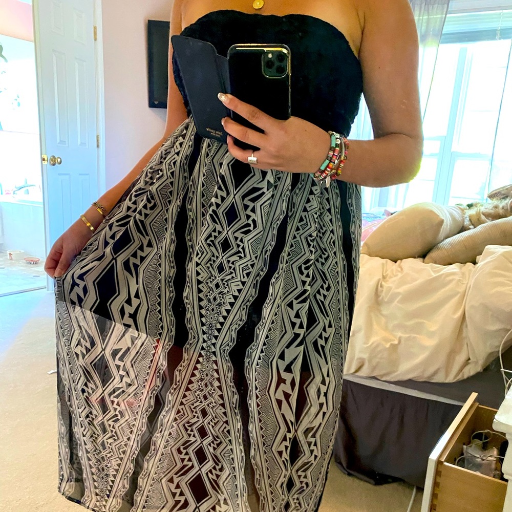 Black and white midi dress